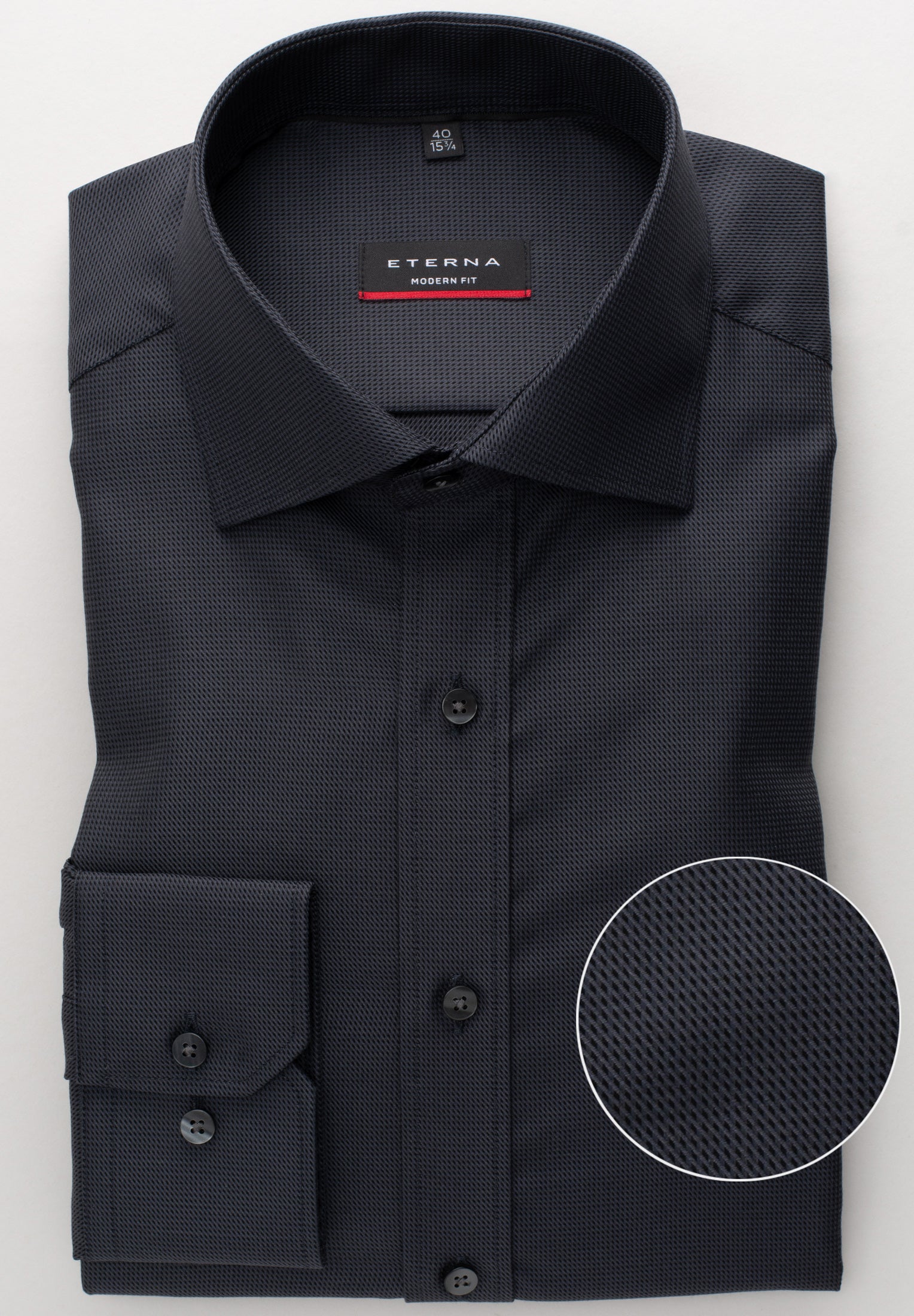 ETERNA MODERN FIT Langarm Hemd - Night Ink Texture - 3116-38-X177 von Eterna