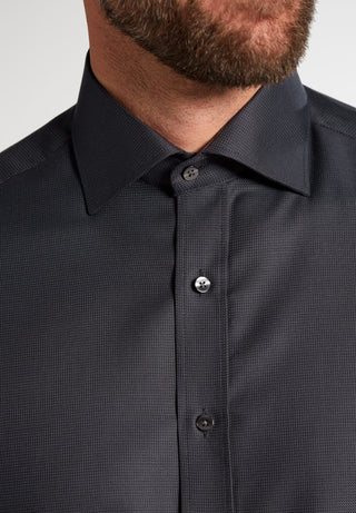 ETERNA MODERN FIT Langarm Hemd - Night Ink Texture - 3116-38-X177