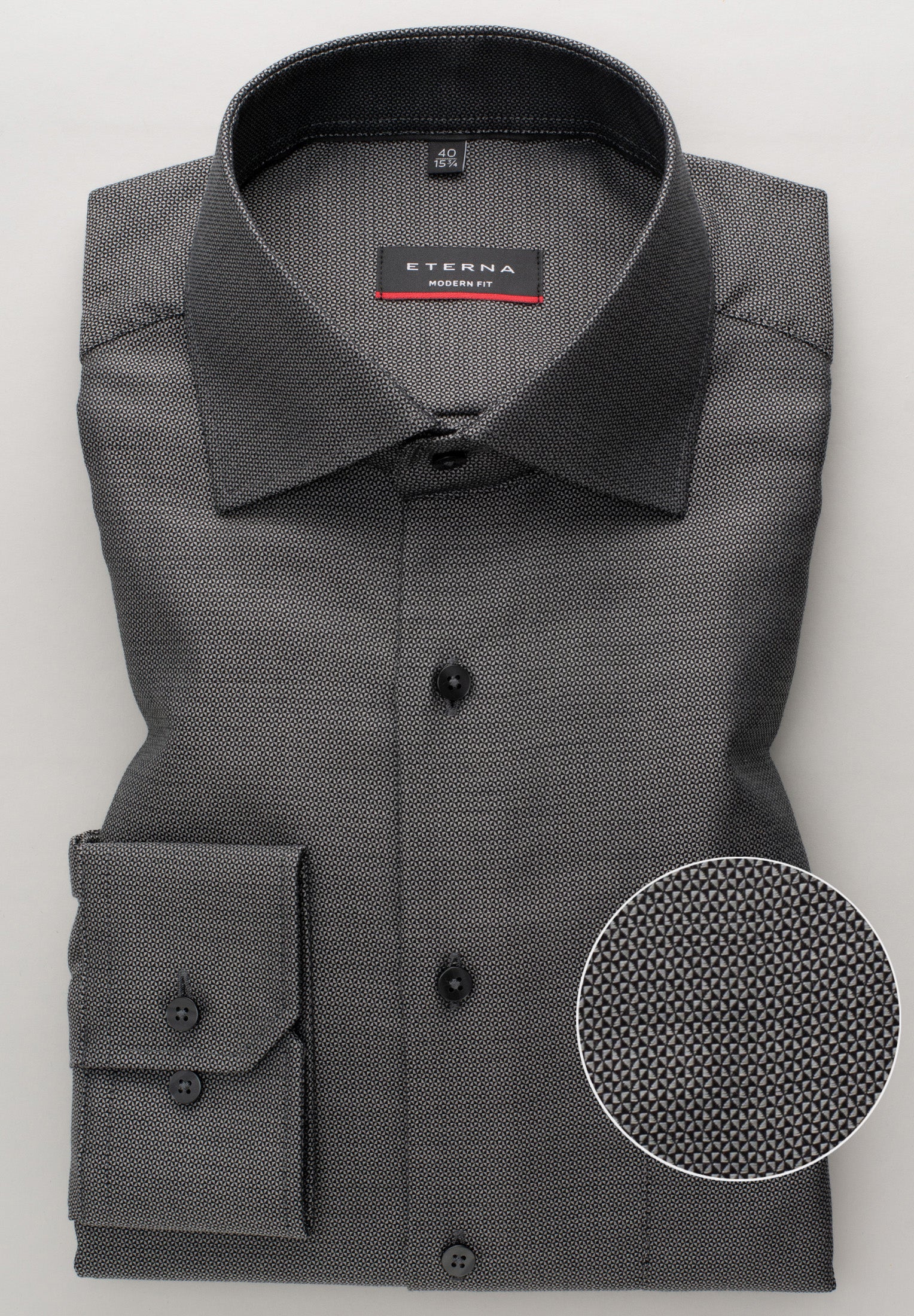ETERNA MODERN FIT Langarm Hemd - Midnight Graphite - 3475-38-X19K von Eterna
