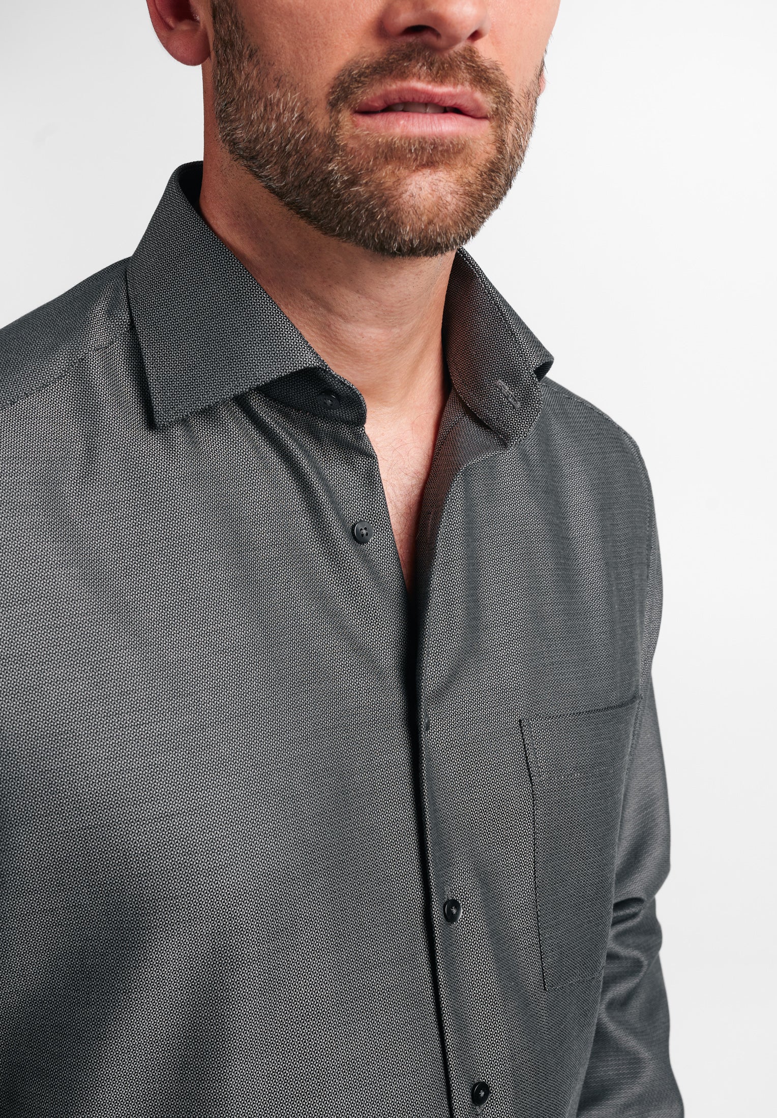 ETERNA MODERN FIT Langarm Hemd - Midnight Graphite - 3475-38-X19K von Eterna