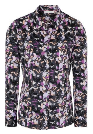 ETERNA CLASSIC FIT Langarm Bluse - Violet Bloom Midnight - 7374-38-D708