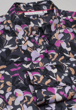 ETERNA CLASSIC FIT Langarm Bluse - Violet Bloom Midnight - 7374-38-D708