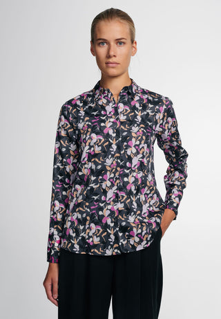 ETERNA CLASSIC FIT Langarm Bluse - Violet Bloom Midnight - 7374-38-D708