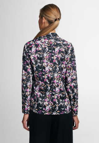 ETERNA CLASSIC FIT Langarm Bluse - Violet Bloom Midnight - 7374-38-D708