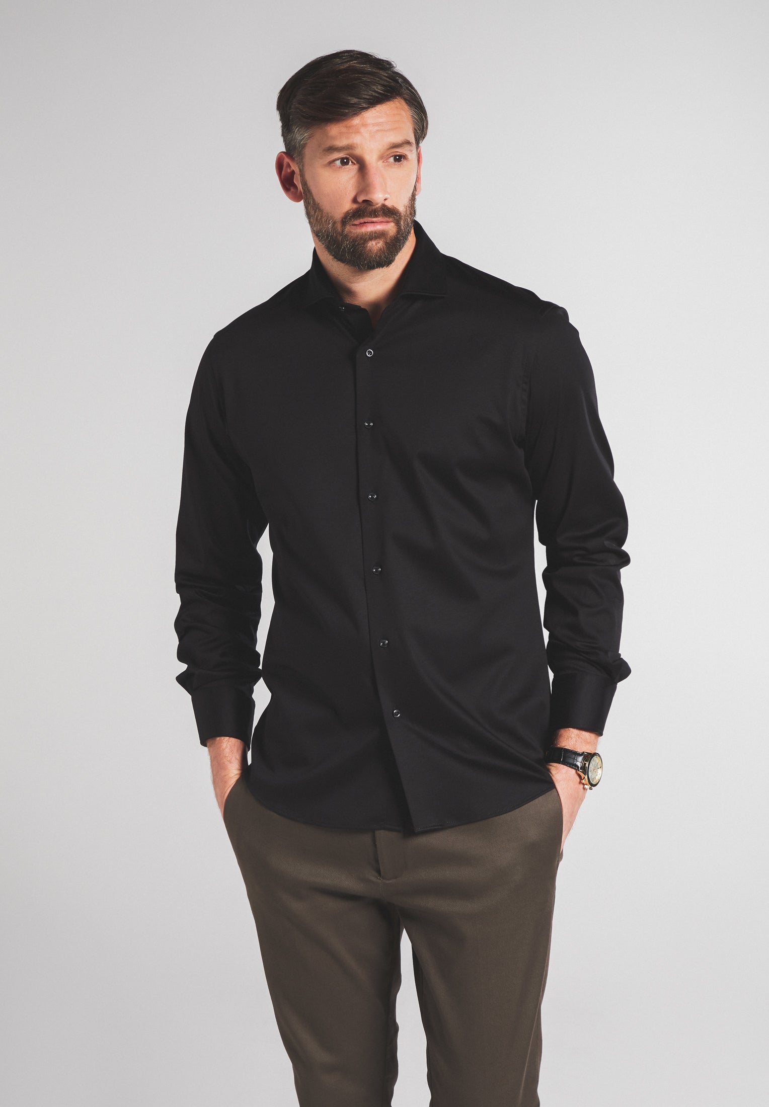 ETERN A 1863 by ETERNA MODERN FIT Langarm Hemd jersey - Nocturne Steel Black - 2159-39-JS82 von Eterna