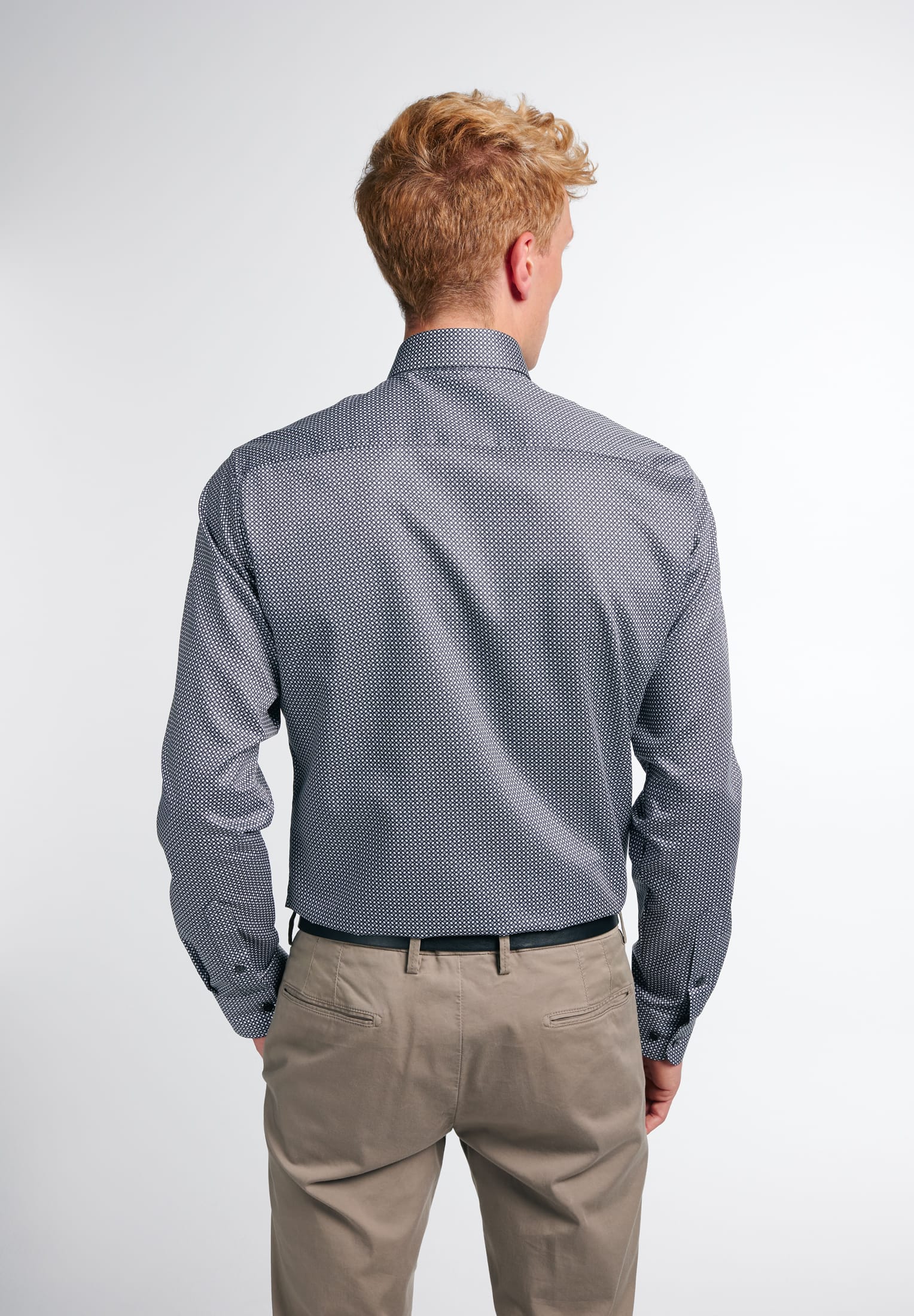 ETERNA SLIM FIT Langarm Hemd - Dappled Granite Grey - 3391-39-F170 von Eterna