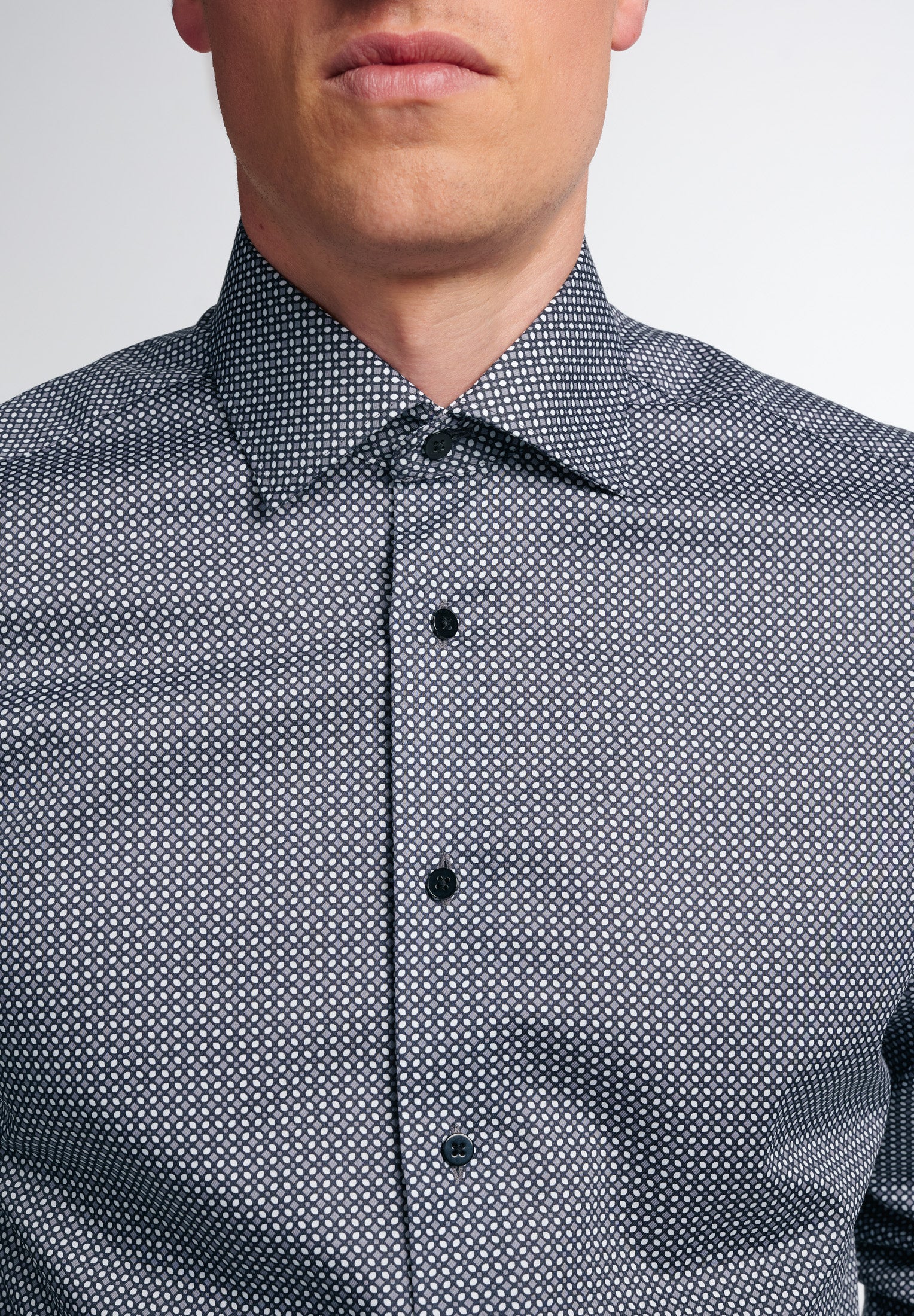 ETERNA SLIM FIT Langarm Hemd - Dappled Granite Grey - 3391-39-F170 von Eterna