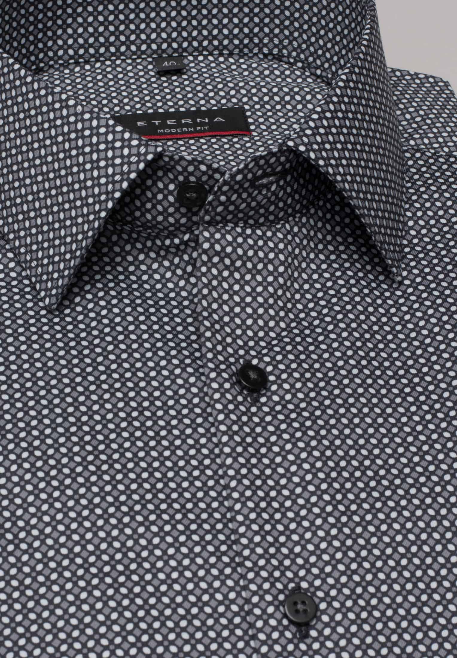 ETERNA MODERN FIT Langarm Hemd - Dotted Mercury Black - 3391-39-X19P von Eterna