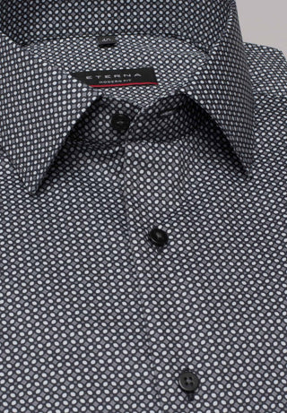 ETERNA MODERN FIT Langarm Hemd - Dotted Mercury Black - 3391-39-X19P