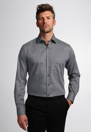 ETERNA MODERN FIT Langarm Hemd - Dotted Mercury Black - 3391-39-X19P