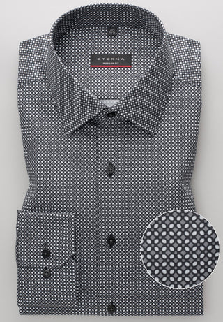 ETERNA MODERN FIT Langarm Hemd - Dotted Mercury Black - 3391-39-X19P