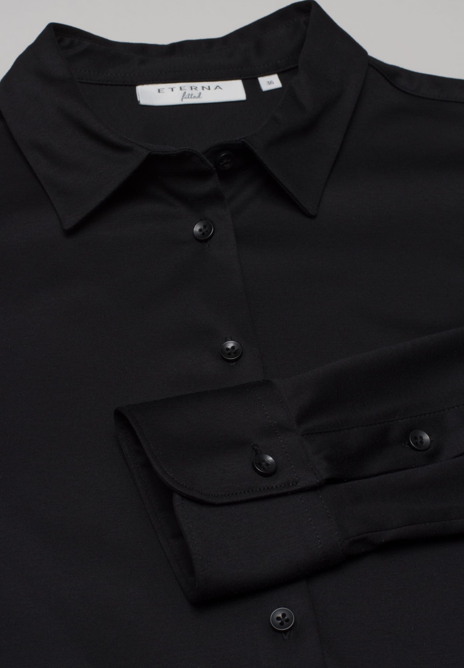 ETERNA FITTED Langarm Bluse - Midnight Noir - 5158-39-DF05 von Eterna