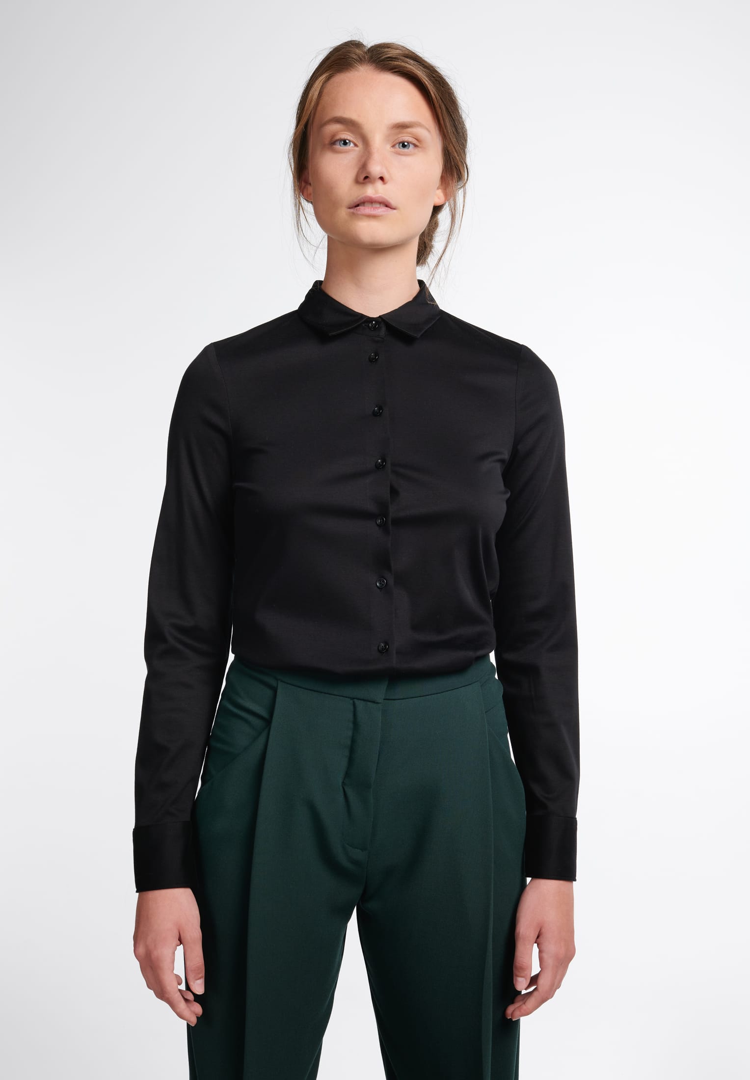 ETERNA FITTED Langarm Bluse - Midnight Noir - 5158-39-DF05 von Eterna