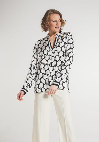 ETERNA 1863 Langarm Bluse - Ivory Noir Confetti - 7098-39-DS09