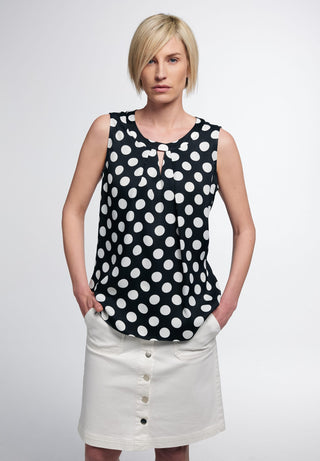 ETERNA CLASSIC FIT ohne Arm Bluse - Polka Noir Ivory - 7189-39-A737