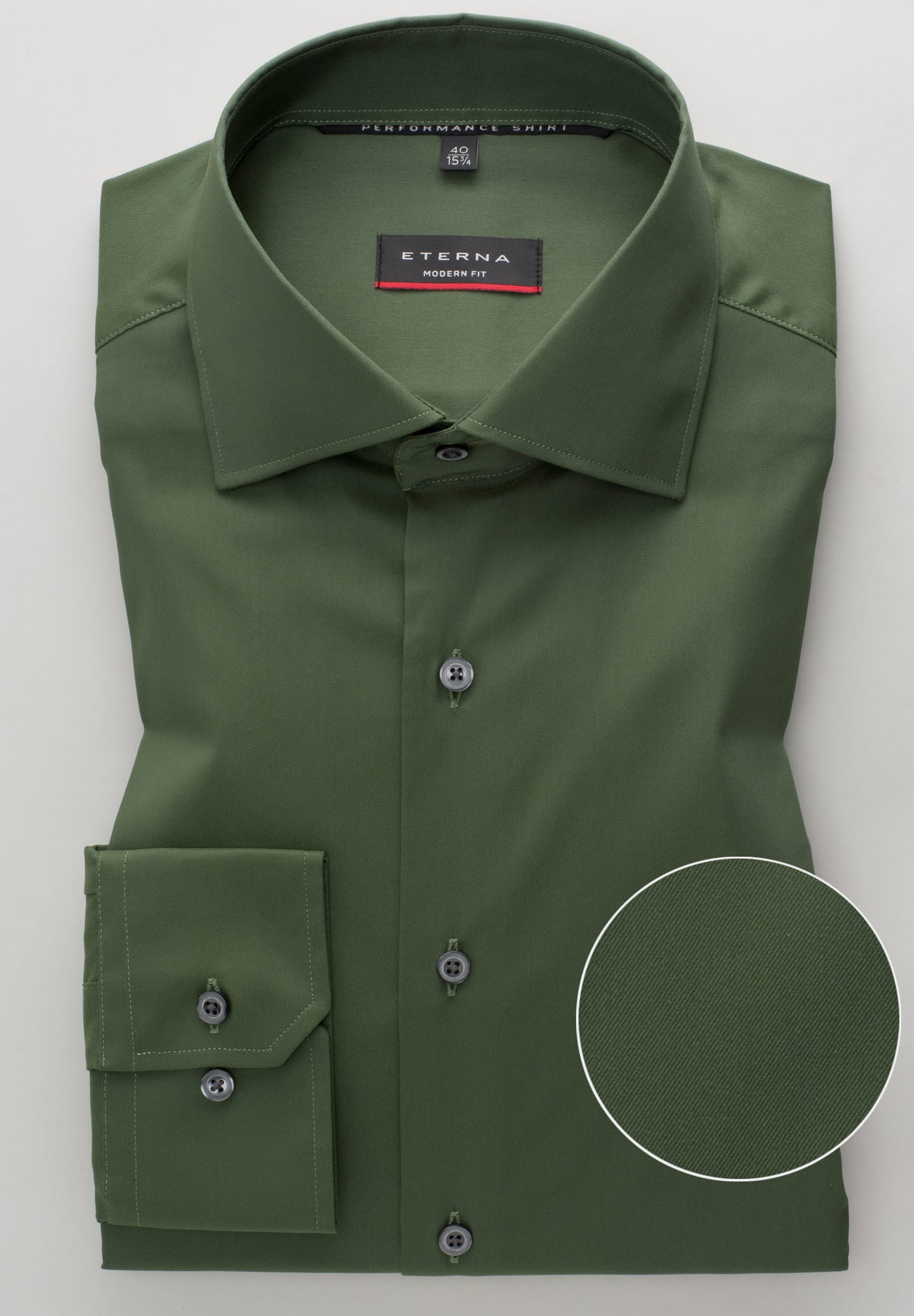 ETERNA MODERN FIT Performance Shirt Langarm Hemd - Forest Spruce Green - 3377-45-X18K