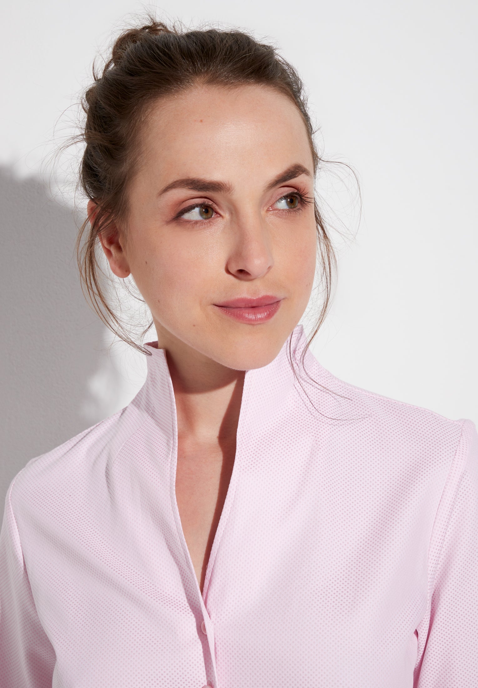 ETERNA CLASSIC FIT Langarm Bluse - Blush Dot Weave - 7001-51-D775 von Eterna