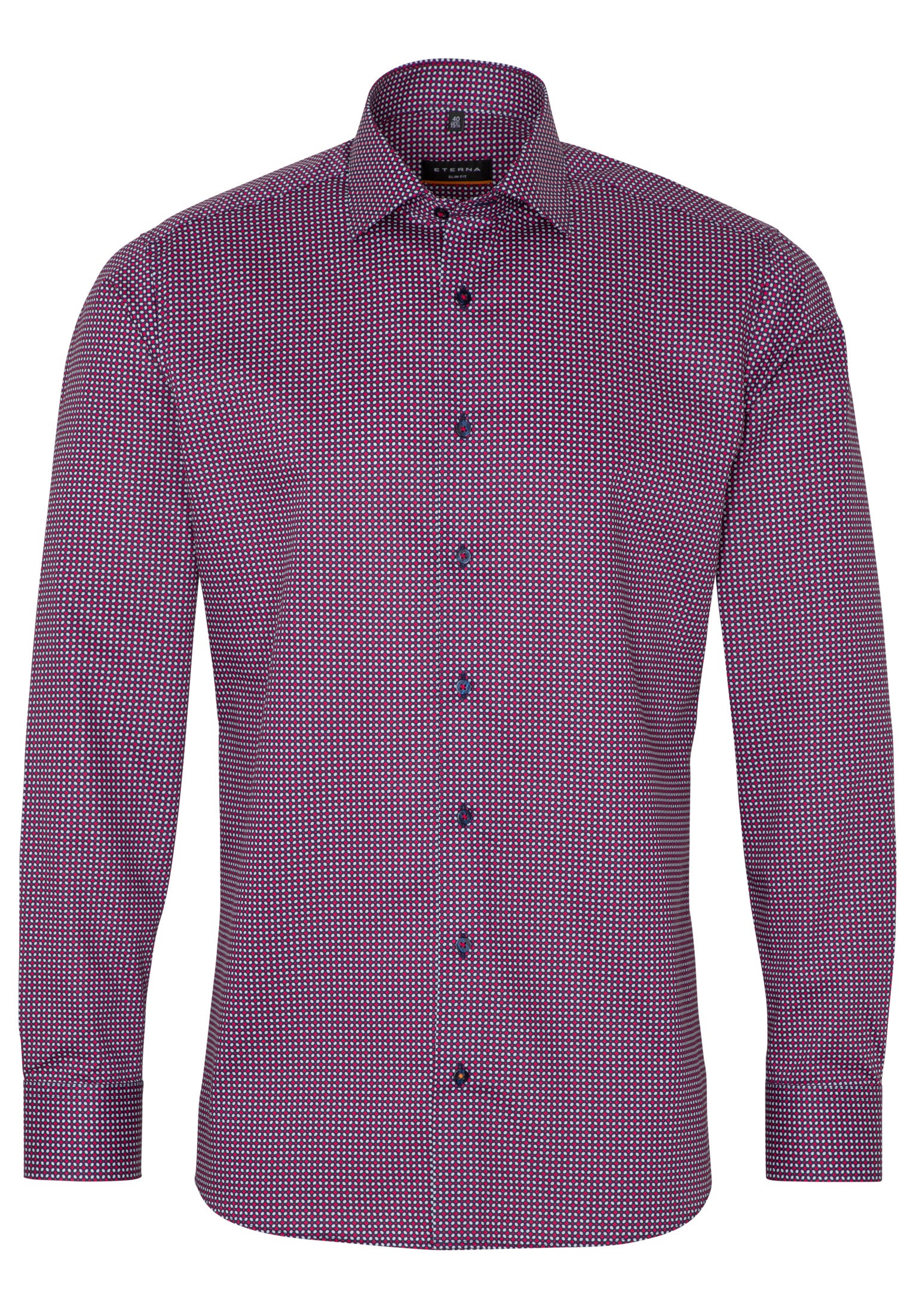 ETERNA Slim Fit Langarm Hemd - Crimson Tartan Dusk - 3391-56-F170