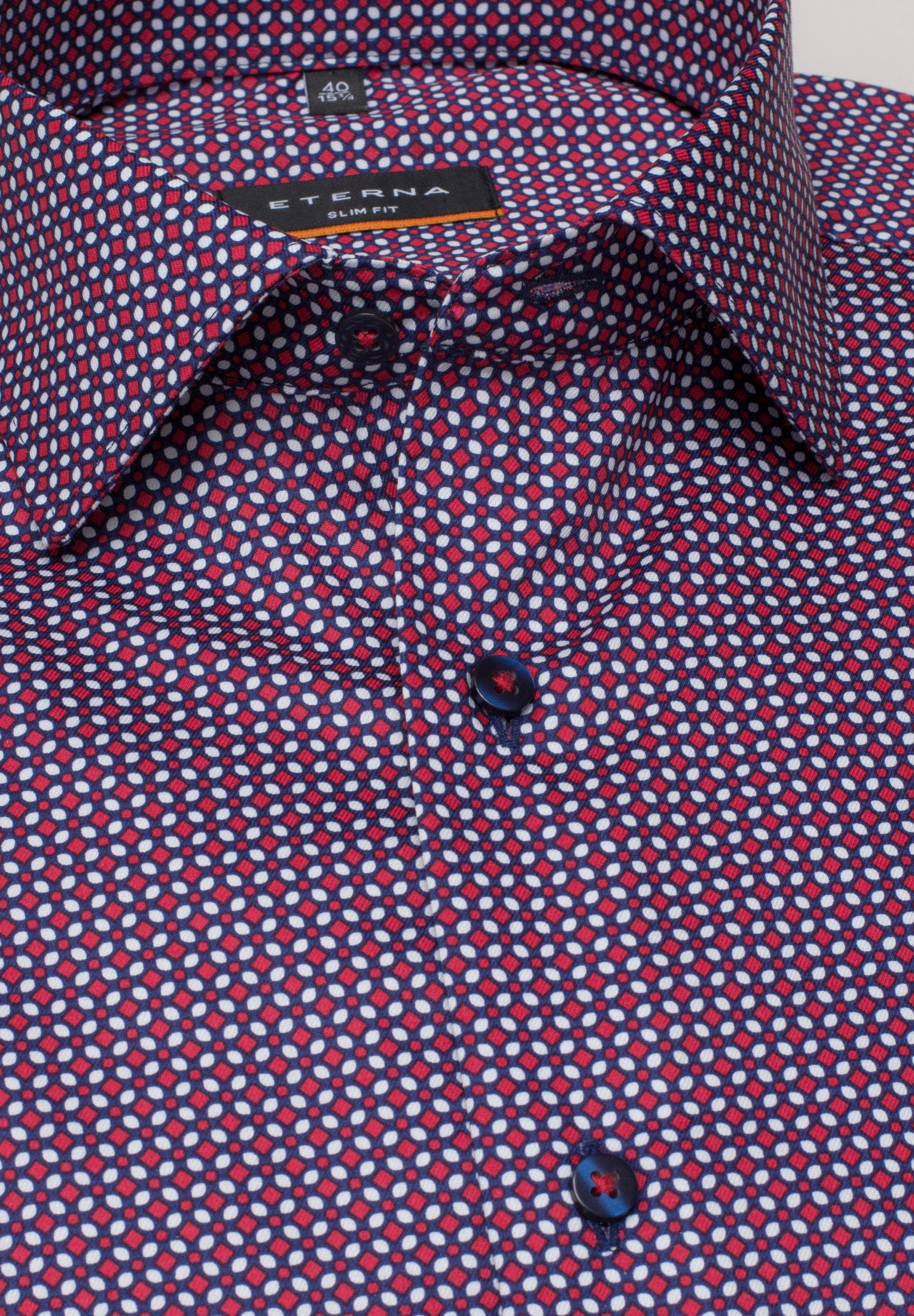 ETERNA Slim Fit Langarm Hemd - Crimson Tartan Dusk - 3391-56-F170