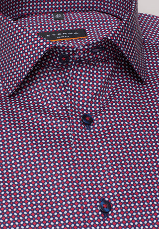 ETERNA Slim Fit Langarm Hemd - Crimson Tartan Dusk - 3391-56-F170