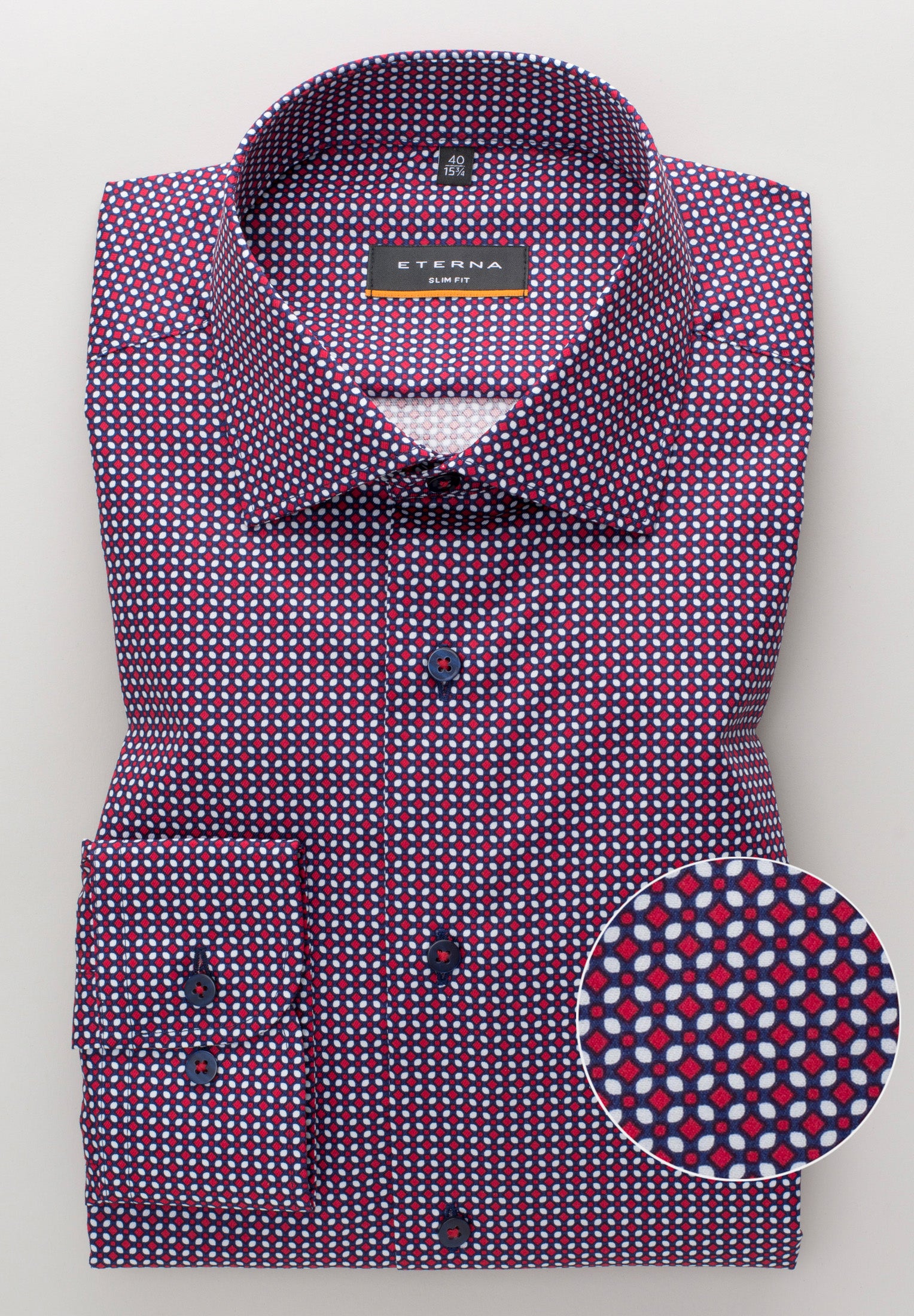 ETERNA Slim Fit Langarm Hemd - Crimson Tartan Dusk - 3391-56-F170 von Eterna