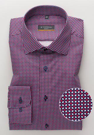 ETERNA Slim Fit Langarm Hemd - Crimson Tartan Dusk - 3391-56-F170