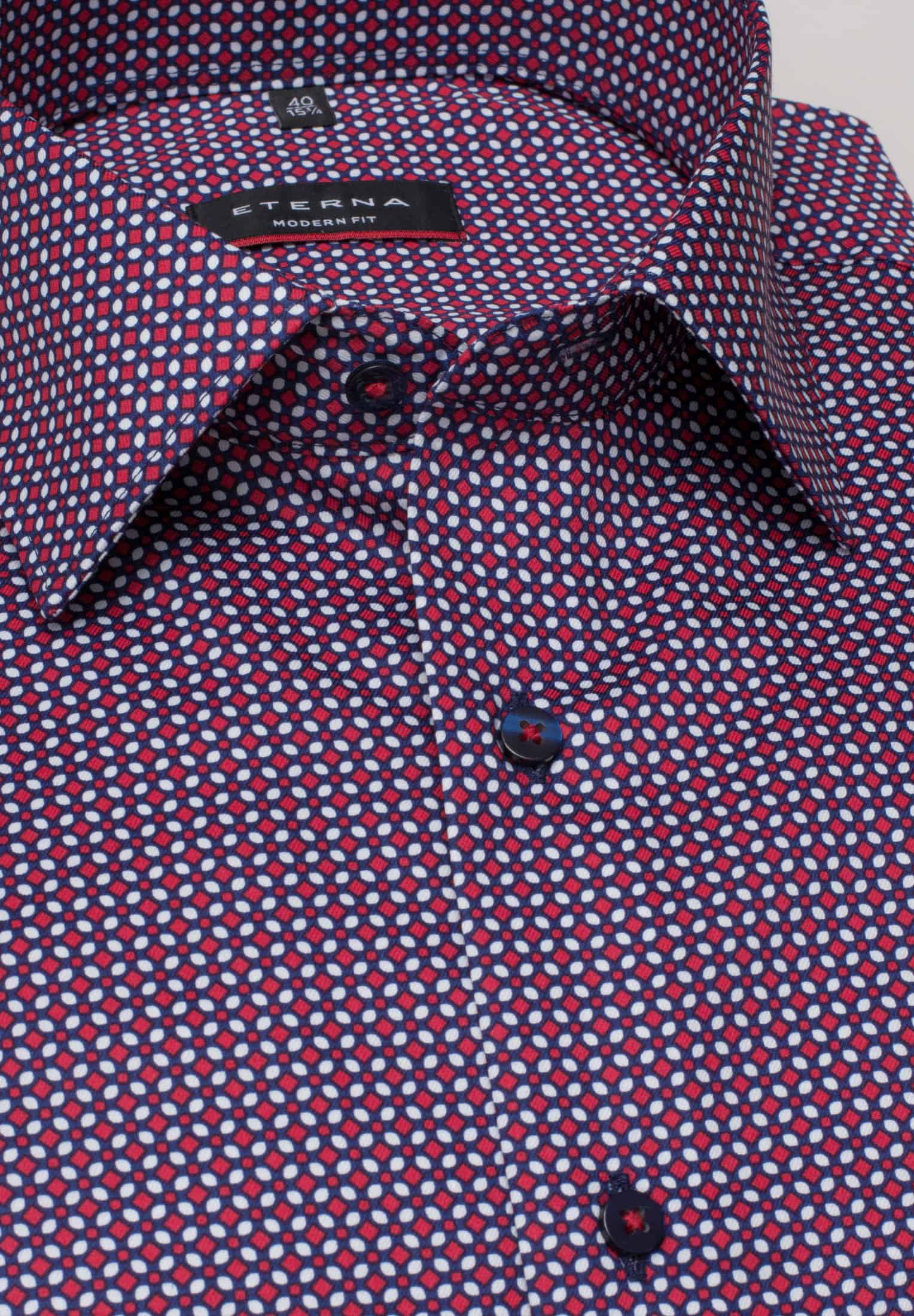 ETERNA MODERN FIT Langarm Hemd gepunktet - Ruby Navy Confetti - 3391-56-X19P von Eterna
