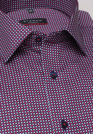 ETERNA MODERN FIT Langarm Hemd gepunktet - Ruby Navy Confetti - 3391-56-X19P