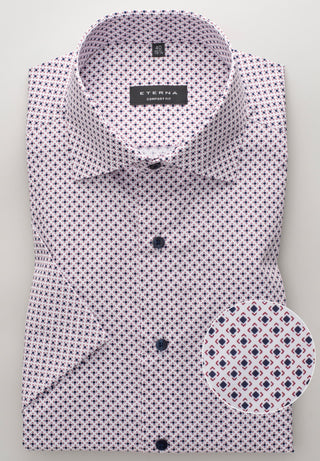 ETERNA COMFORT FIT Kurzarm Hemd - Lilac Mosaic Blue - 8079-56-K19K