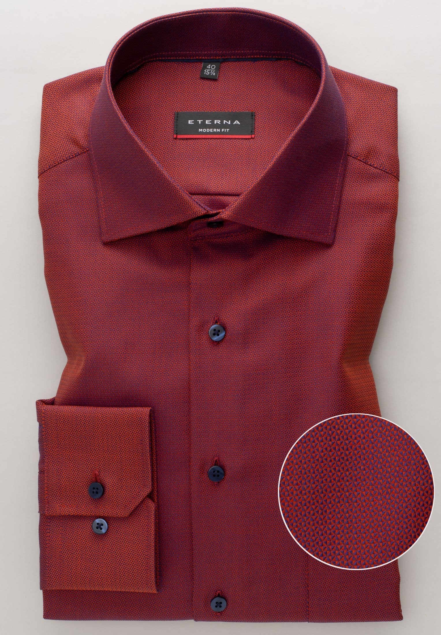 ETERNA MODERN FIT Langarm Hemd - Crimson Dusk Red - 3475-82-X19K von Eterna