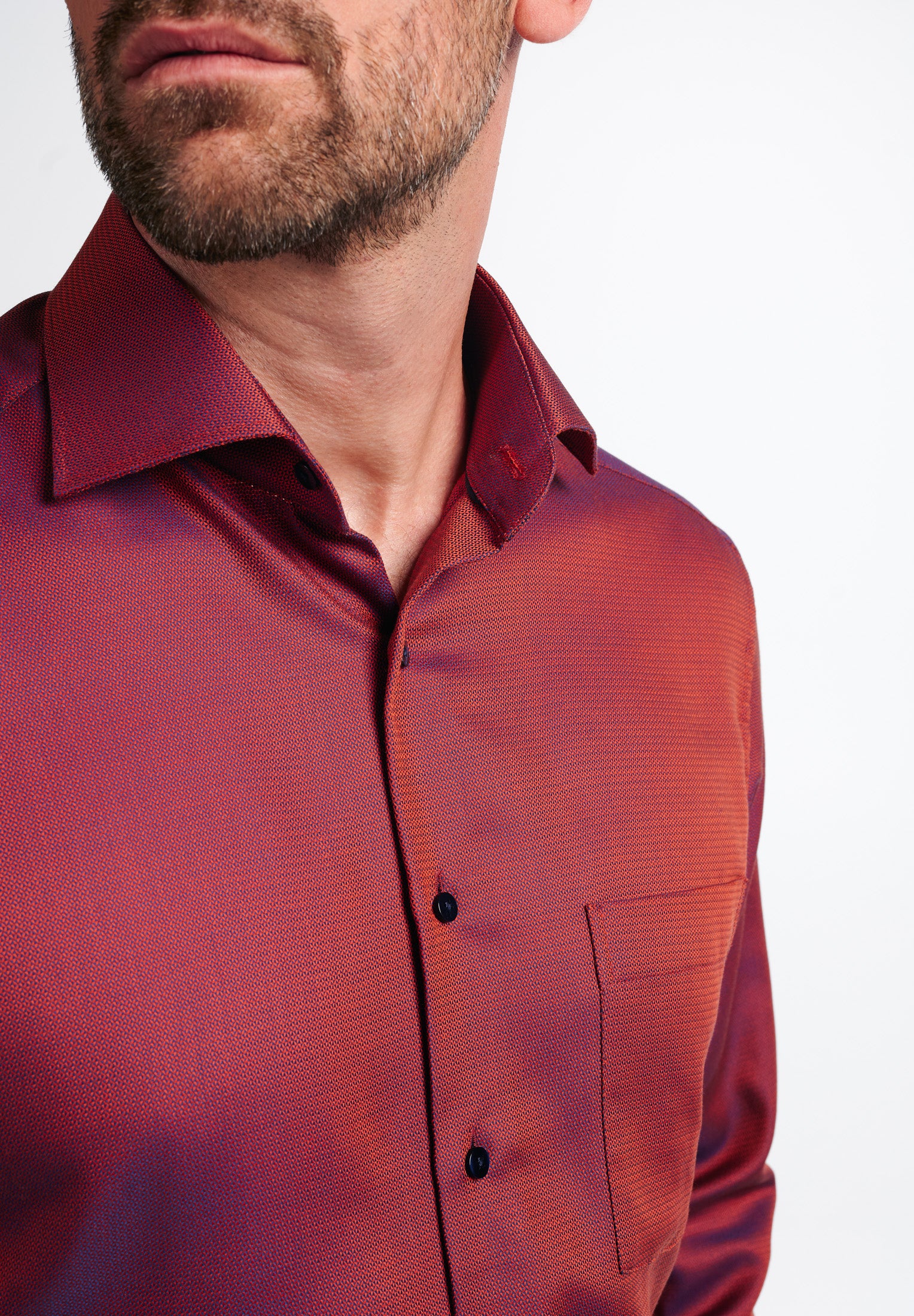 ETERNA MODERN FIT Langarm Hemd - Crimson Dusk Red - 3475-82-X19K von Eterna