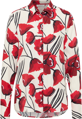 ETERNA REGULAR FIT Langarm Bluse - Crimson Bloom White - 7750-25-D247