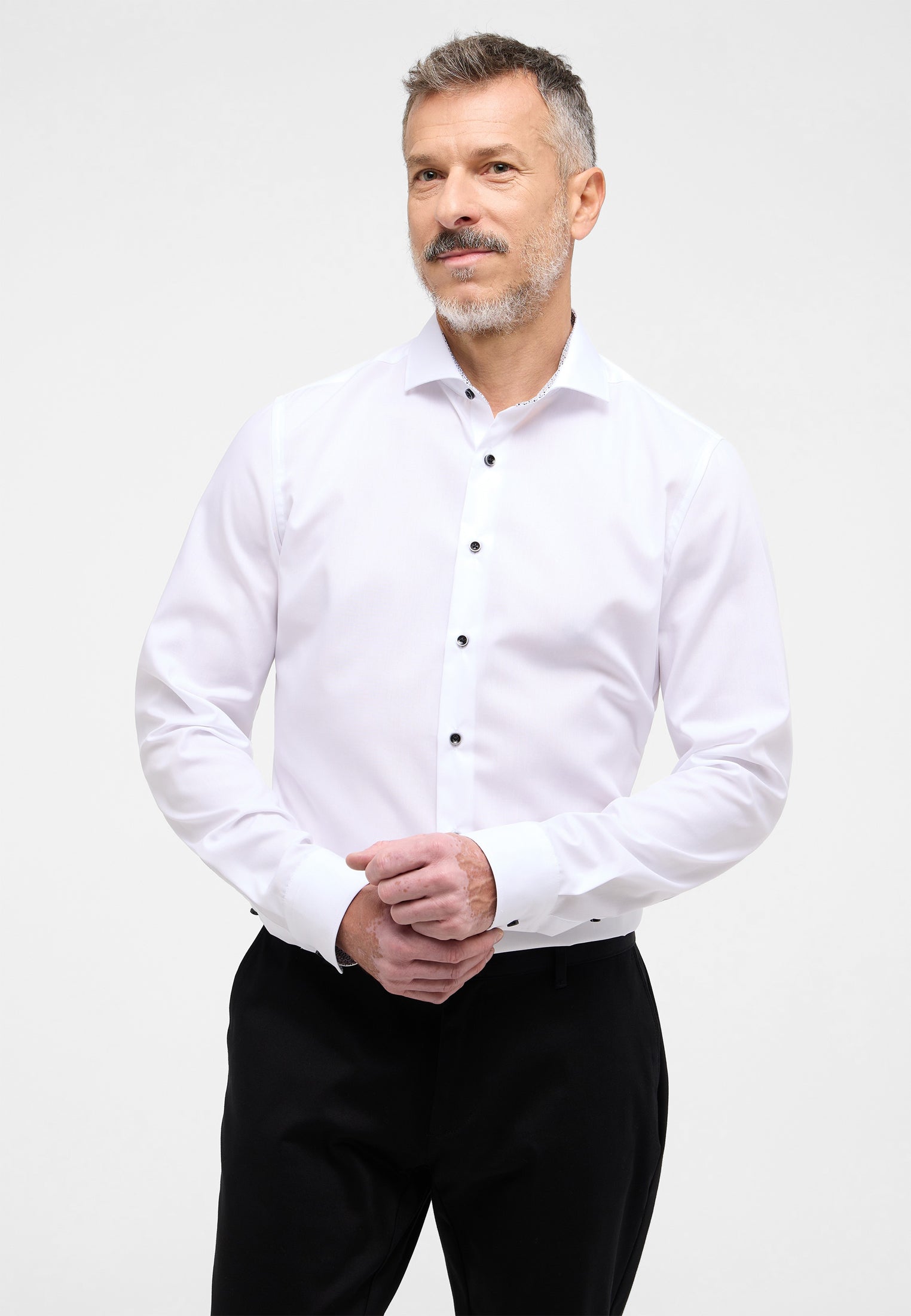 ETERNA SLIM FIT Langarm Hemd - Ivory Horizon White - 1308-00-F142 von Eterna