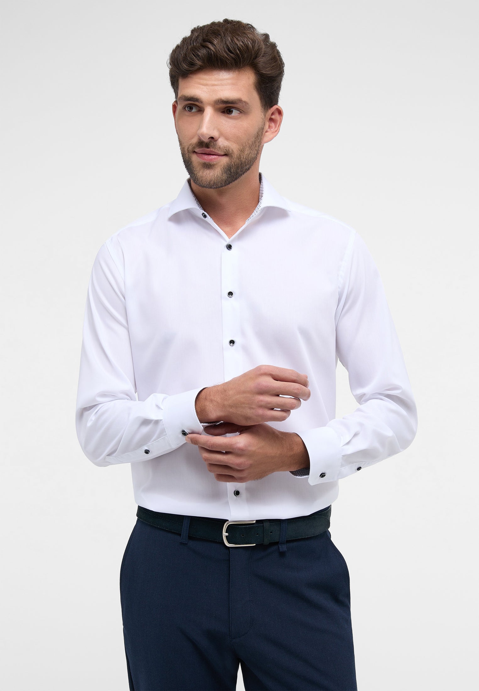 ETERNA MODERN FIT Langarm Hemd - Bright Linen White - 1308-00-X15V von Eterna