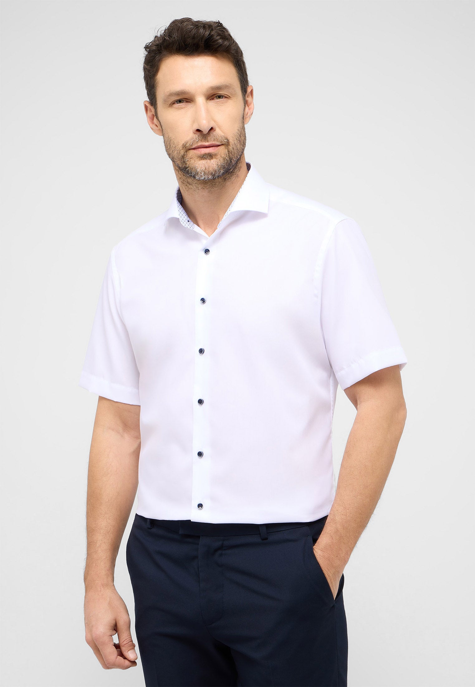 ETERNA MODERN FIT Kurzarm Hemd - Ivory Breeze - 1307-00-C15V von Eterna