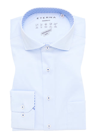ETERNA MODERN FIT Performance Shirt Langarm Hemd - Sky Dots Light Blue - 4060-10-X14V