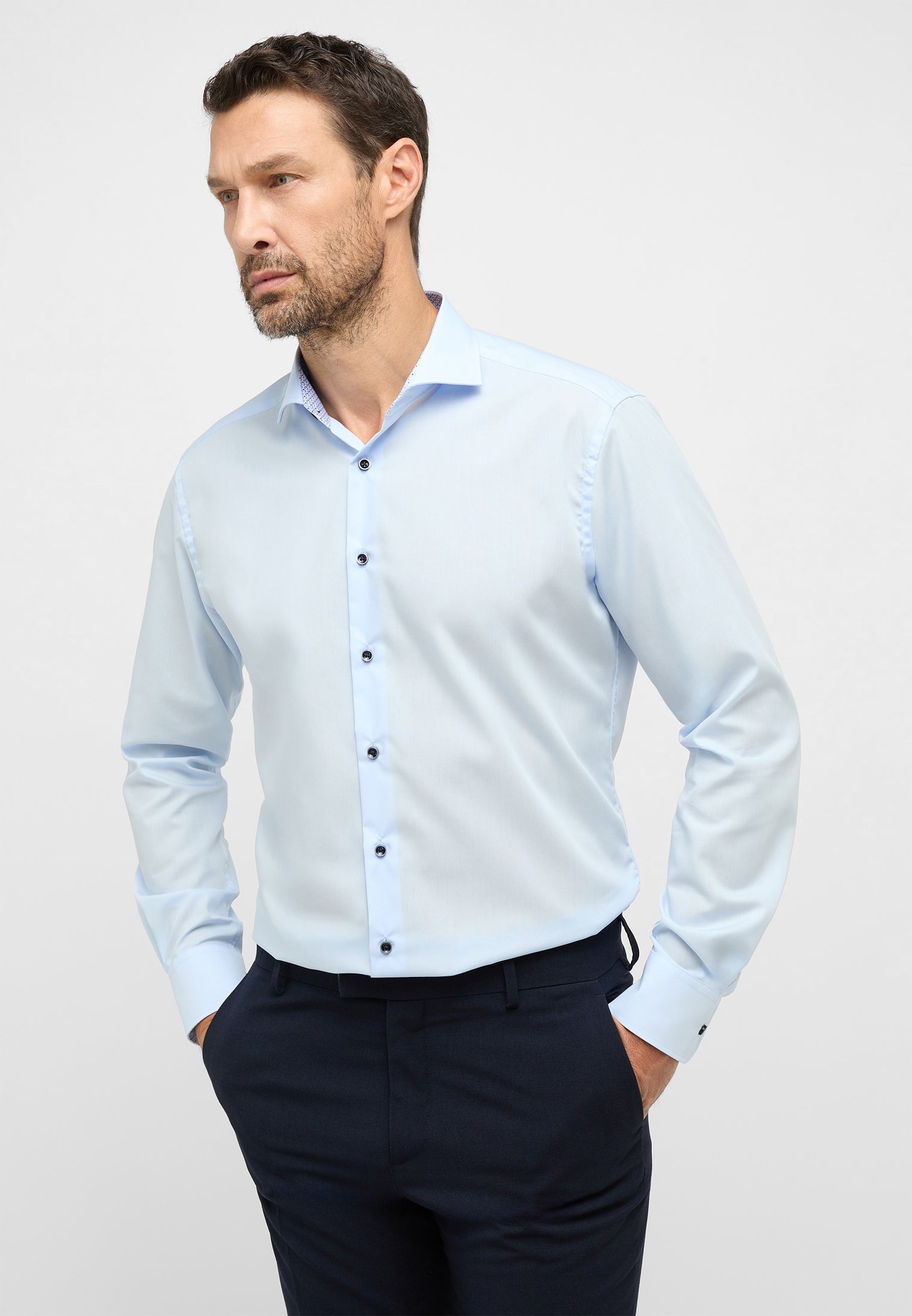 ETERNA MODERN FIT Langarm Hemd - Sky Mist Poplin - 1307-11-X15V von Eterna