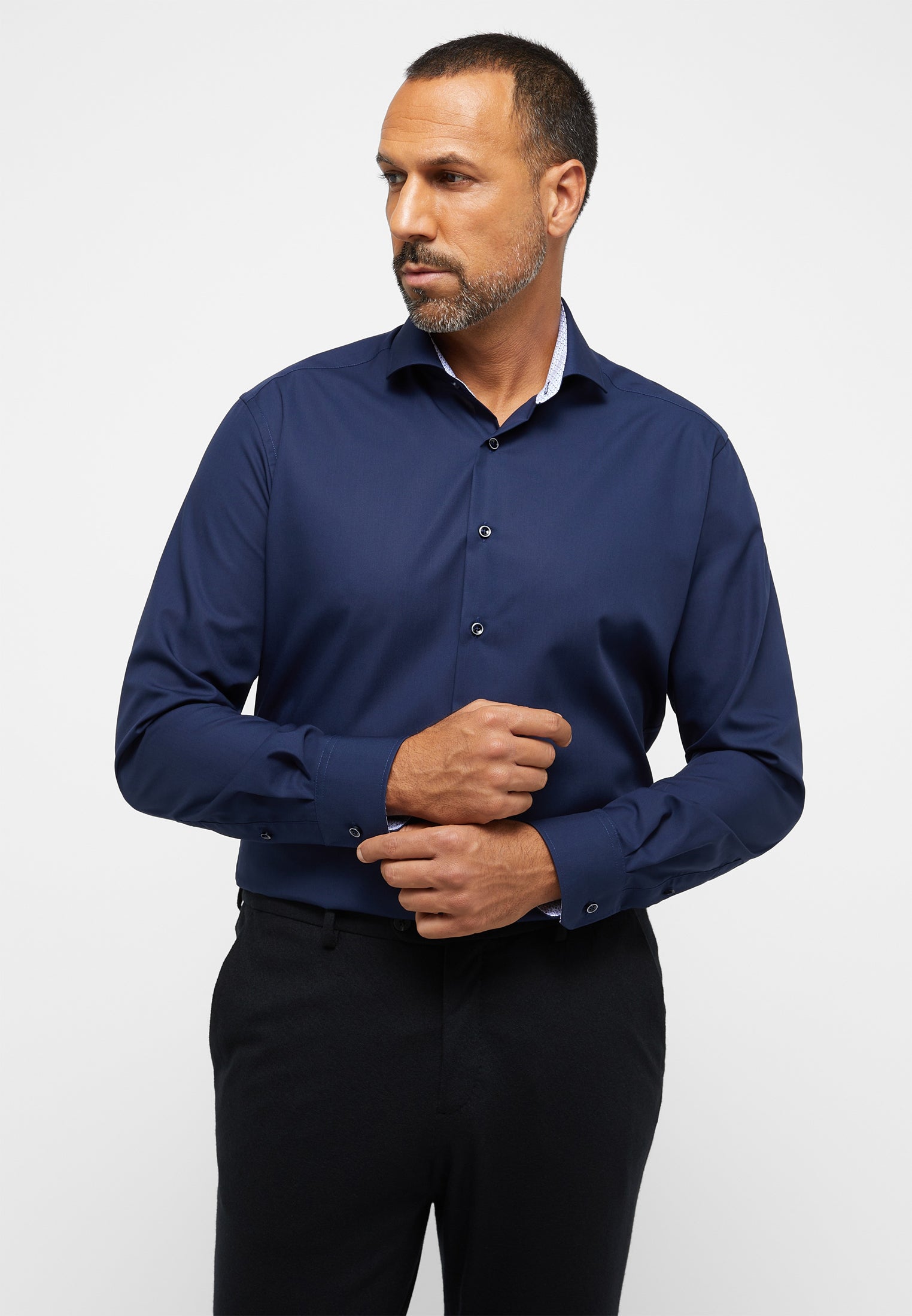 ETERNA MODERN FIT Langarm Hemd - Midnight Harbor Blue - 1307-19-X15V von Eterna