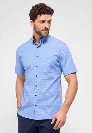 ETERNA MODERN FIT Kurzarm Hemd - Sky Gingham Blue - 8913-11-C146