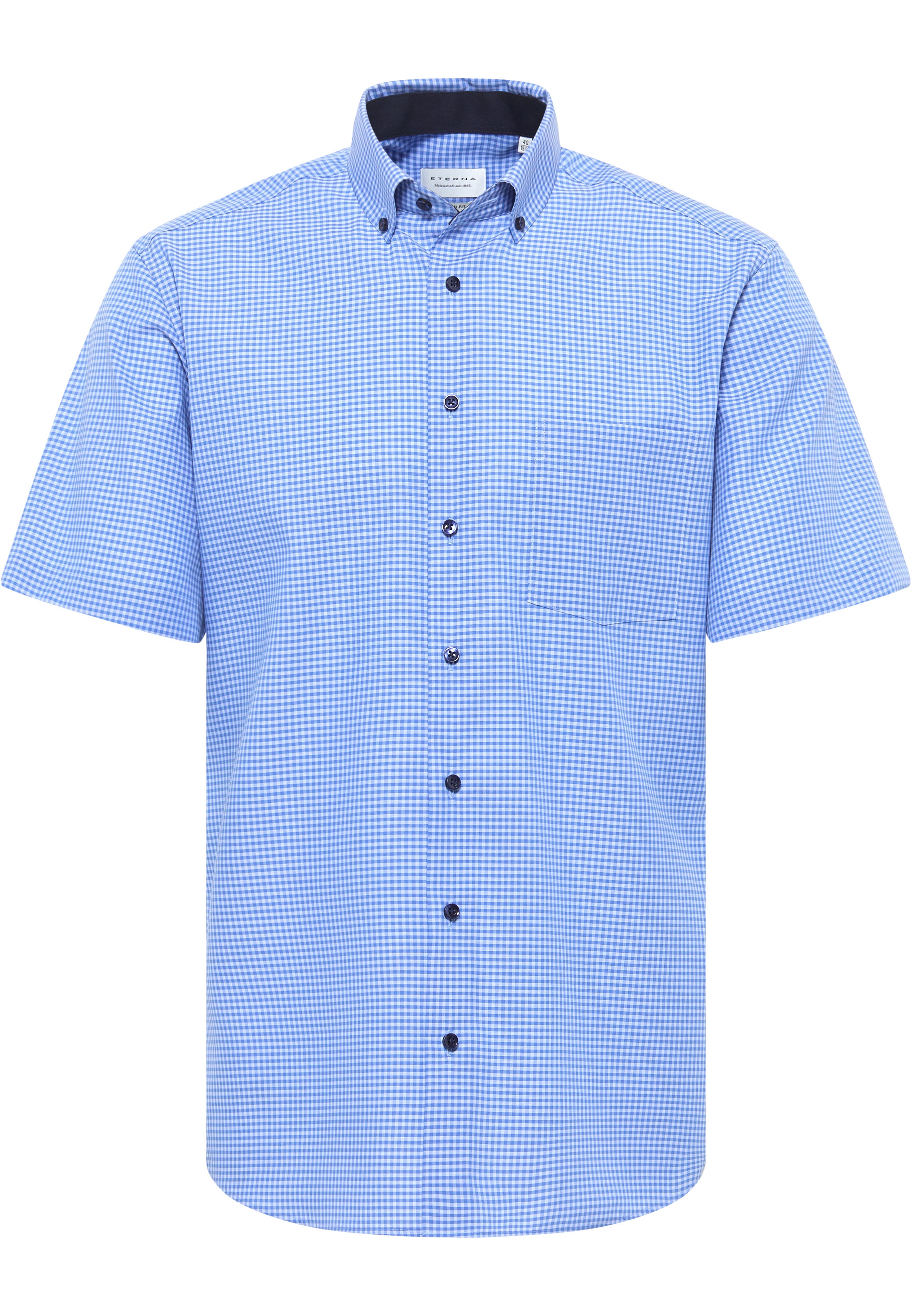 ETERNA MODERN FIT Kurzarm Hemd - Sky Gingham Blue - 8913-11-C146