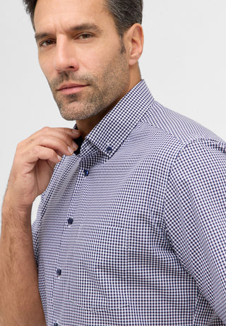 ETERNA MODERN FIT Kurzarm Hemd - Midnight Gingham Navy - 8913-16-C146