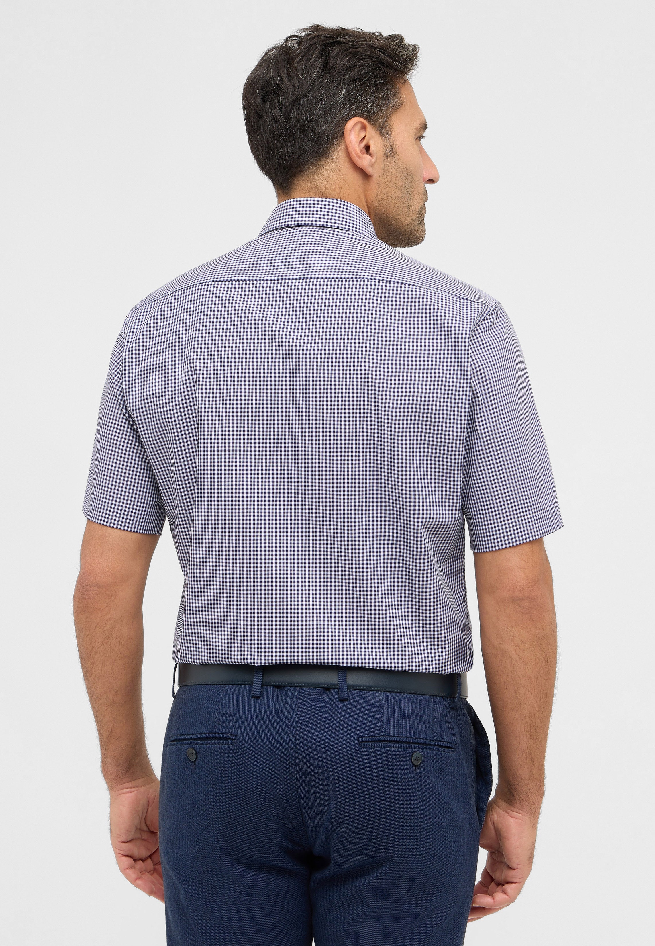ETERNA MODERN FIT Kurzarm Hemd - Midnight Gingham Navy - 8913-16-C146 von Eterna