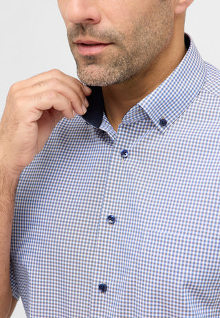 ETERNA MODERN FIT Kurzarm Hemd - Seabreeze Blue Grid - 8913-24-C146