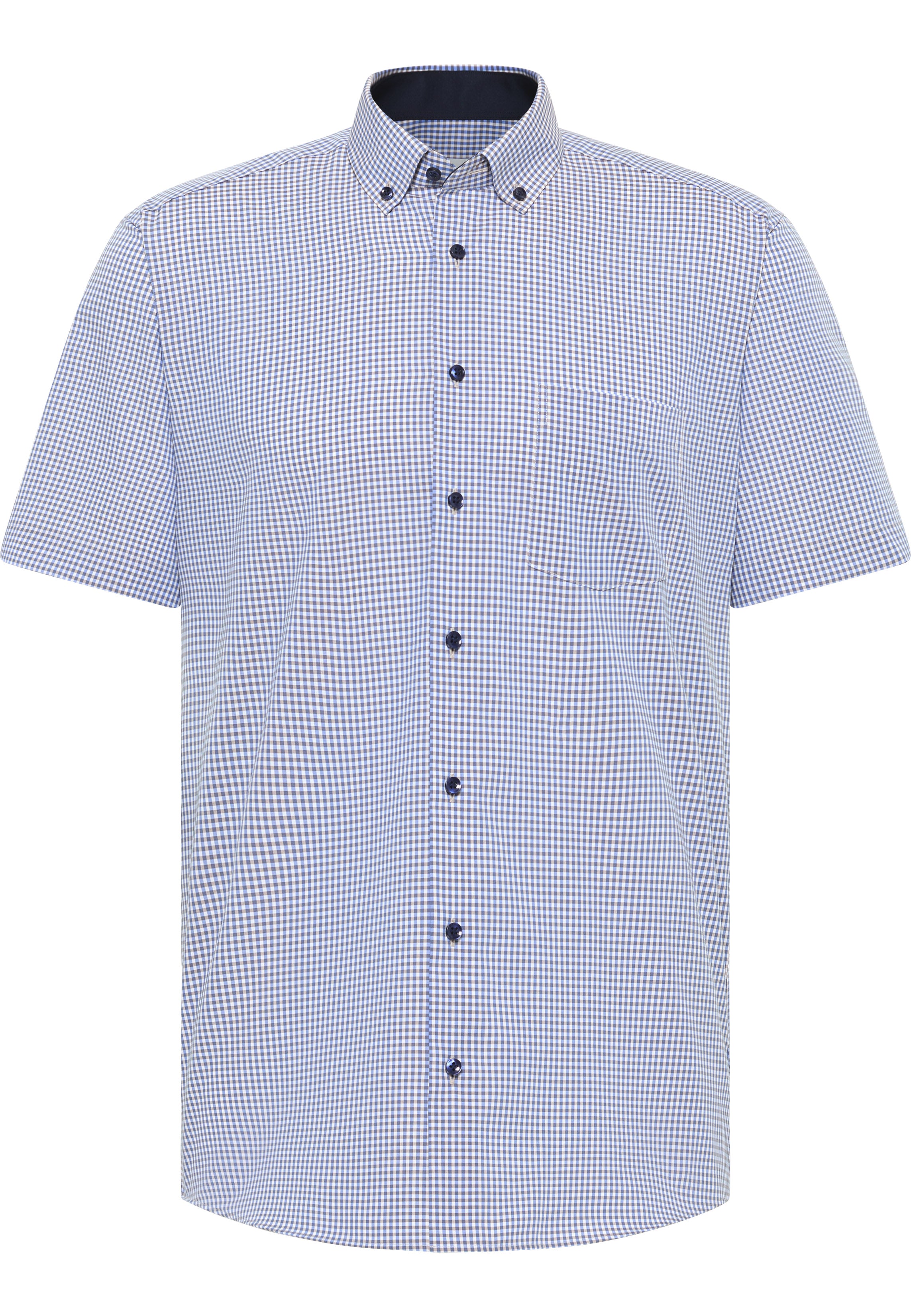 ETERNA MODERN FIT Kurzarm Hemd - Seabreeze Blue Grid - 8913-24-C146