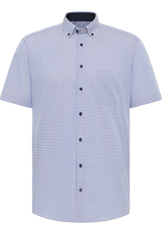 ETERNA MODERN FIT Kurzarm Hemd - Seabreeze Blue Grid - 8913-24-C146