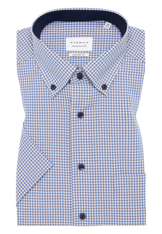 ETERNA COMFORT FIT Kurzarm Hemd - Coastal Moon Check - 8913-24-K146