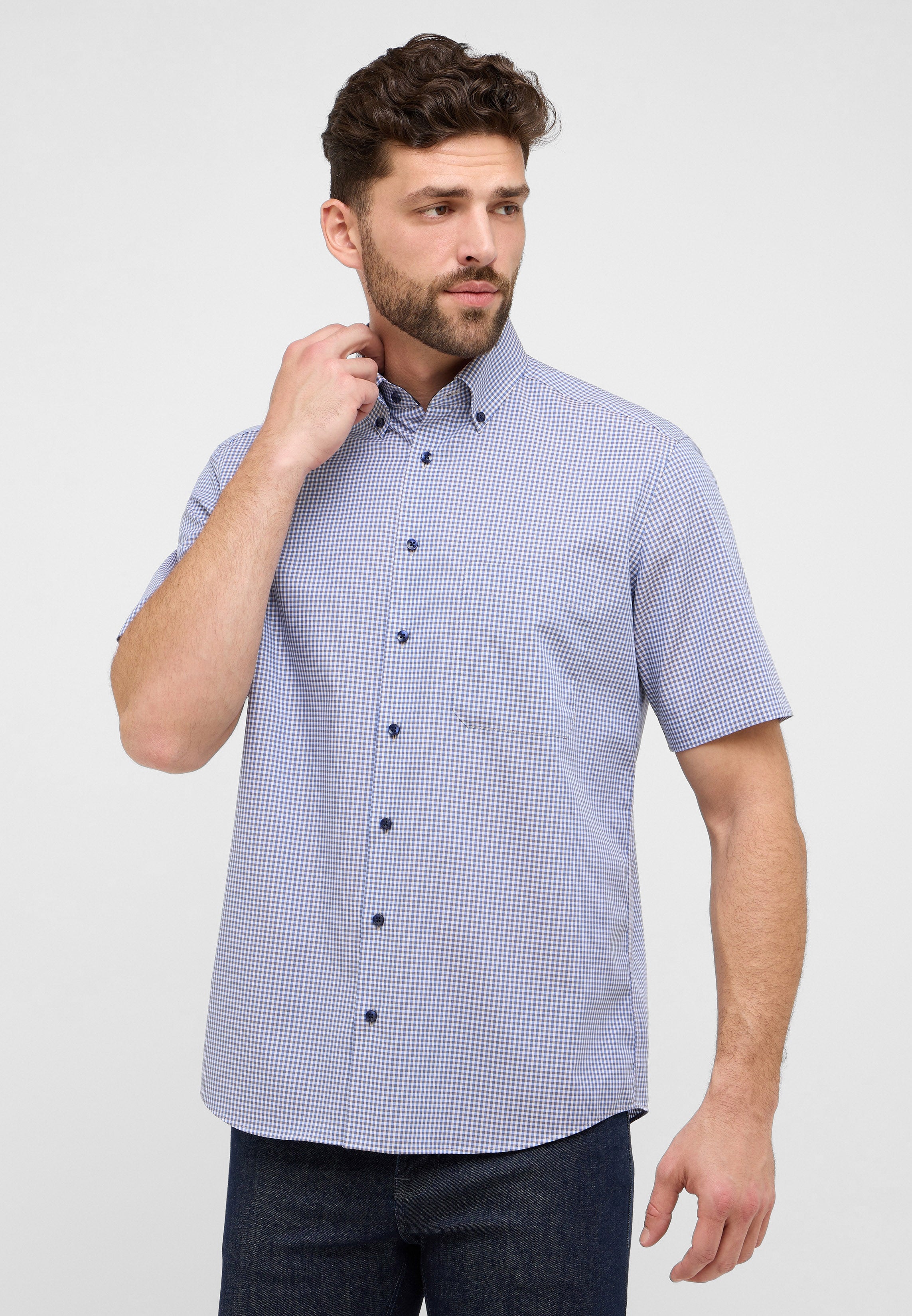 ETERNA COMFORT FIT Kurzarm Hemd - Coastal Moon Check - 8913-24-K146 von Eterna