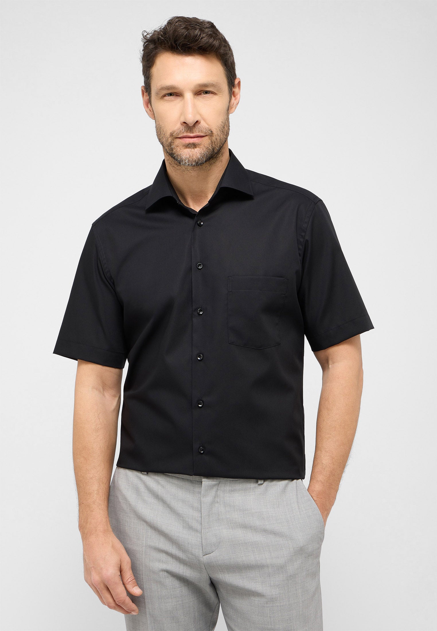 ETERNA MODERN FIT Kurzarm Hemd - Midnight Onyx Popeline - 1100-39-C19K von Eterna