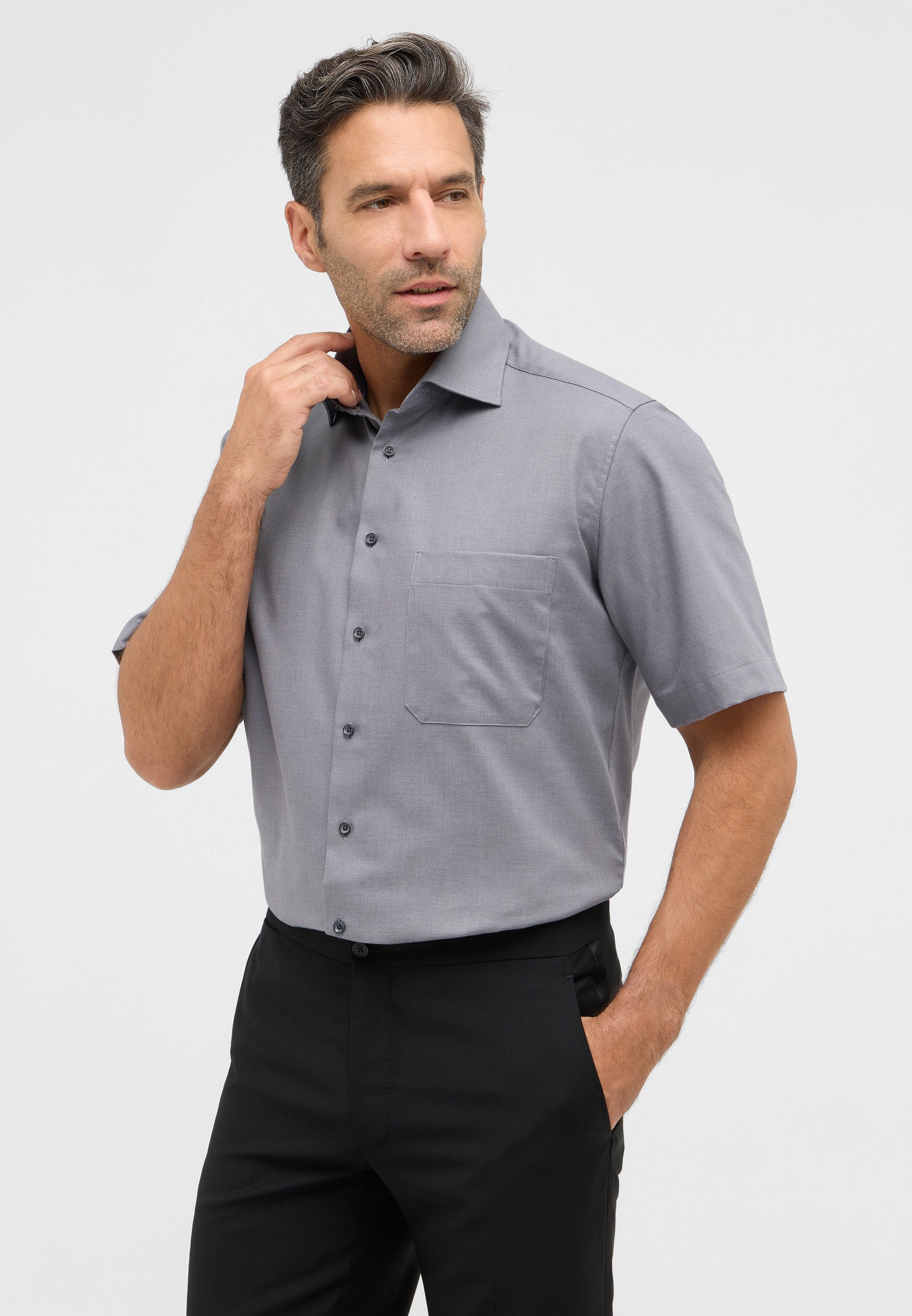 ETERNA COMFORT FIT Kurzarm Hemd - Stormbridge Gray - 8202-33-K19K von Eterna
