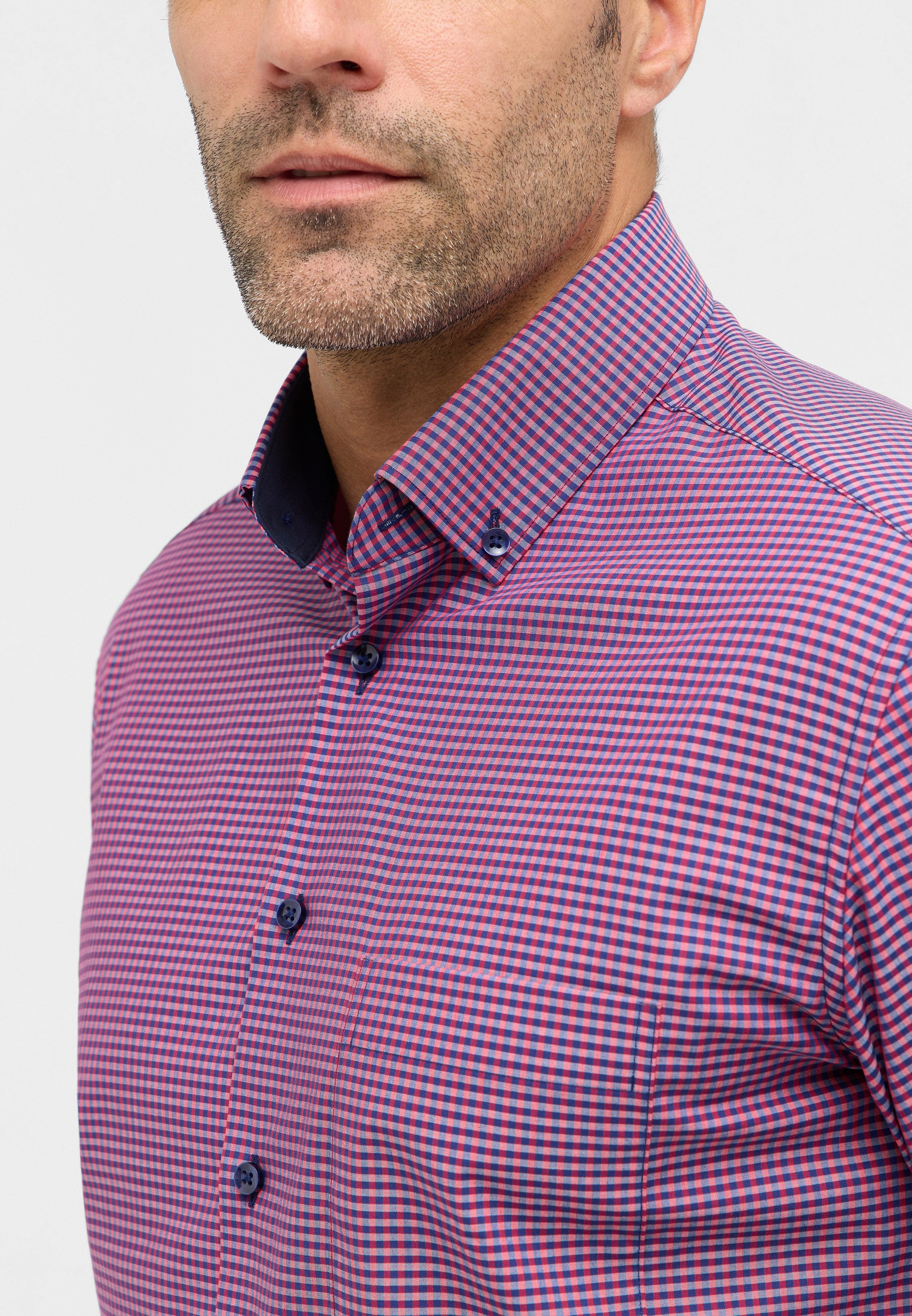 ETERNA MODERN FIT Kurzarm Hemd - Crimson Harbor Check - 8913-58-C146 von Eterna
